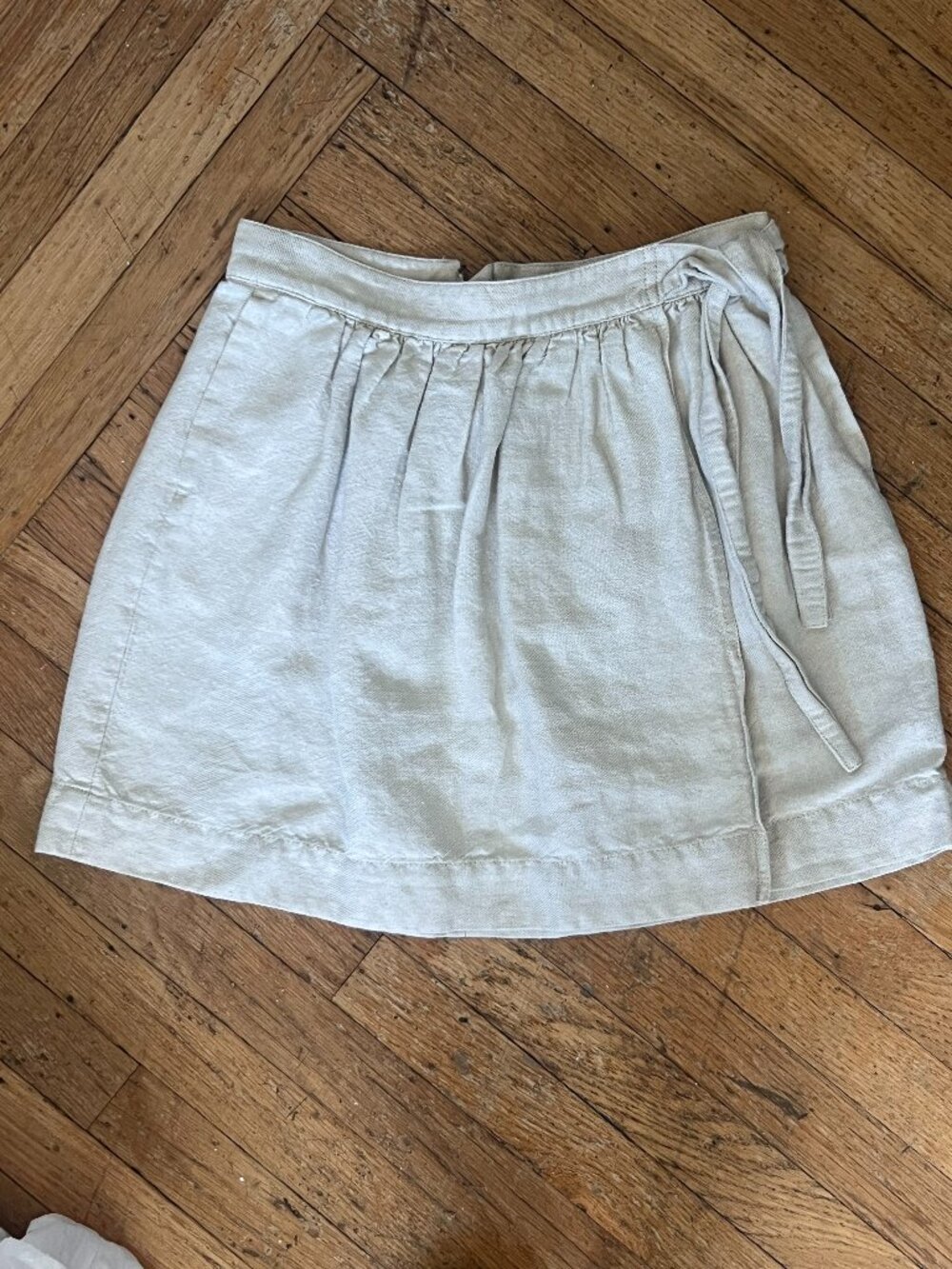 J.Crew Linen Side Tie Skirt Size 2 Beige A-Line Boho Cottagecore